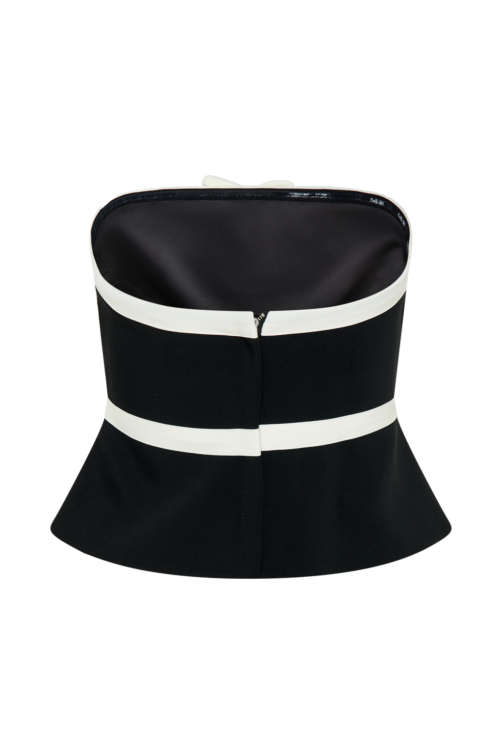 Aisha Strapless Suiting Top With Contrast Bows - Black & White