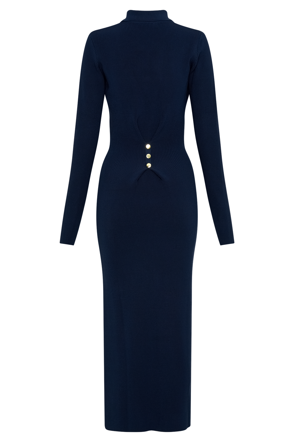 Abbey Buttoned Knit Midi Dress - Navy