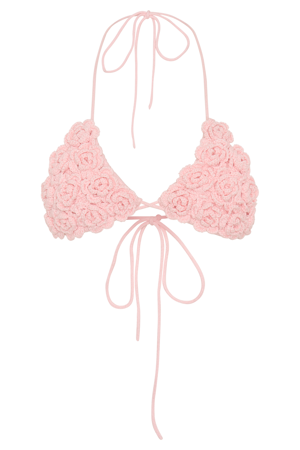 Aesha Floral Crochet Bikini Top - Pale Pink