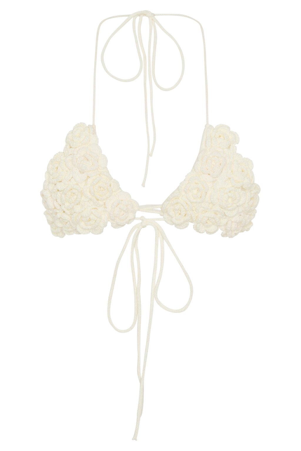 Aesha Floral Crochet Bikini Top - Ivory