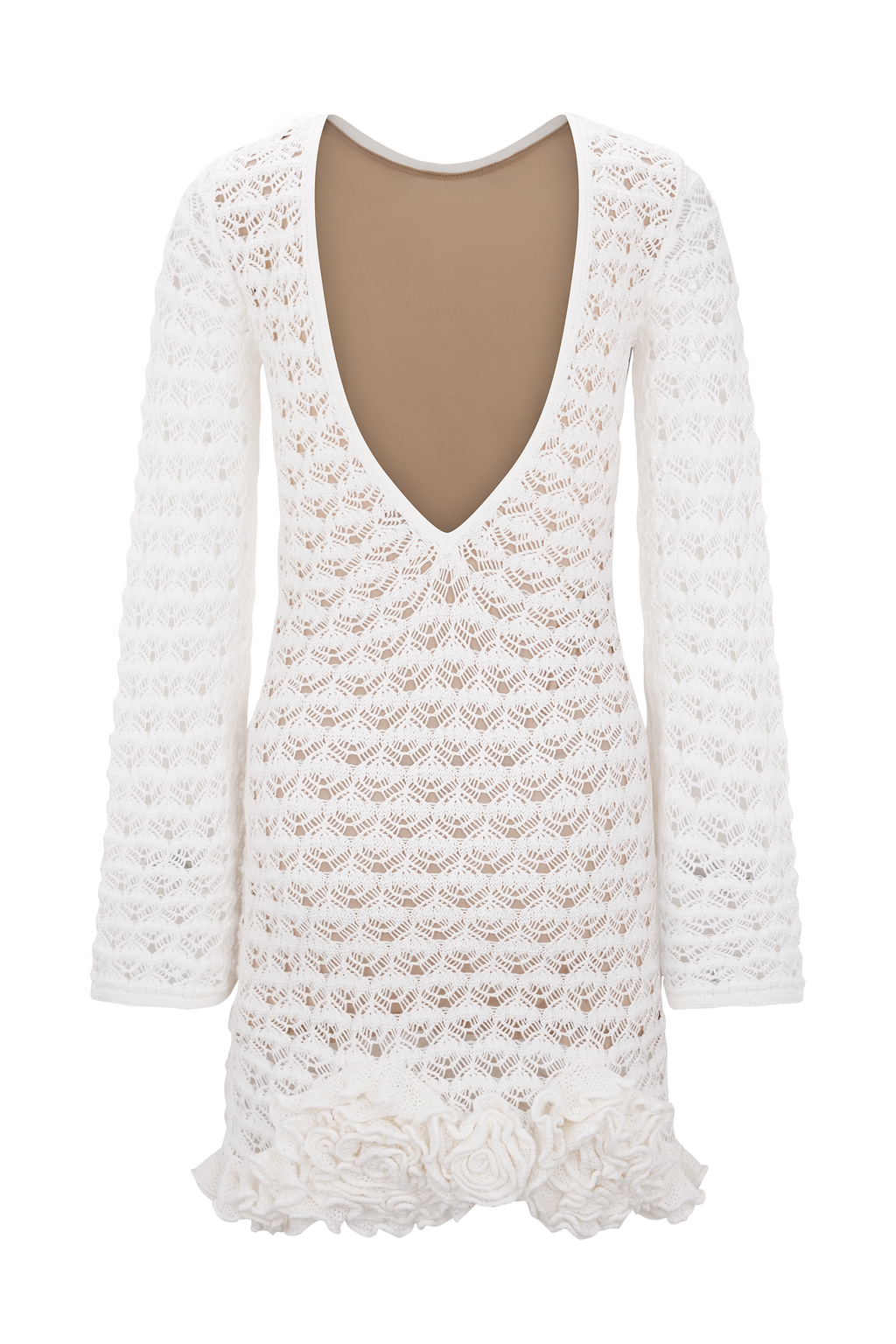 Aileen Ruffle Crochet Mini Dress - Ivory