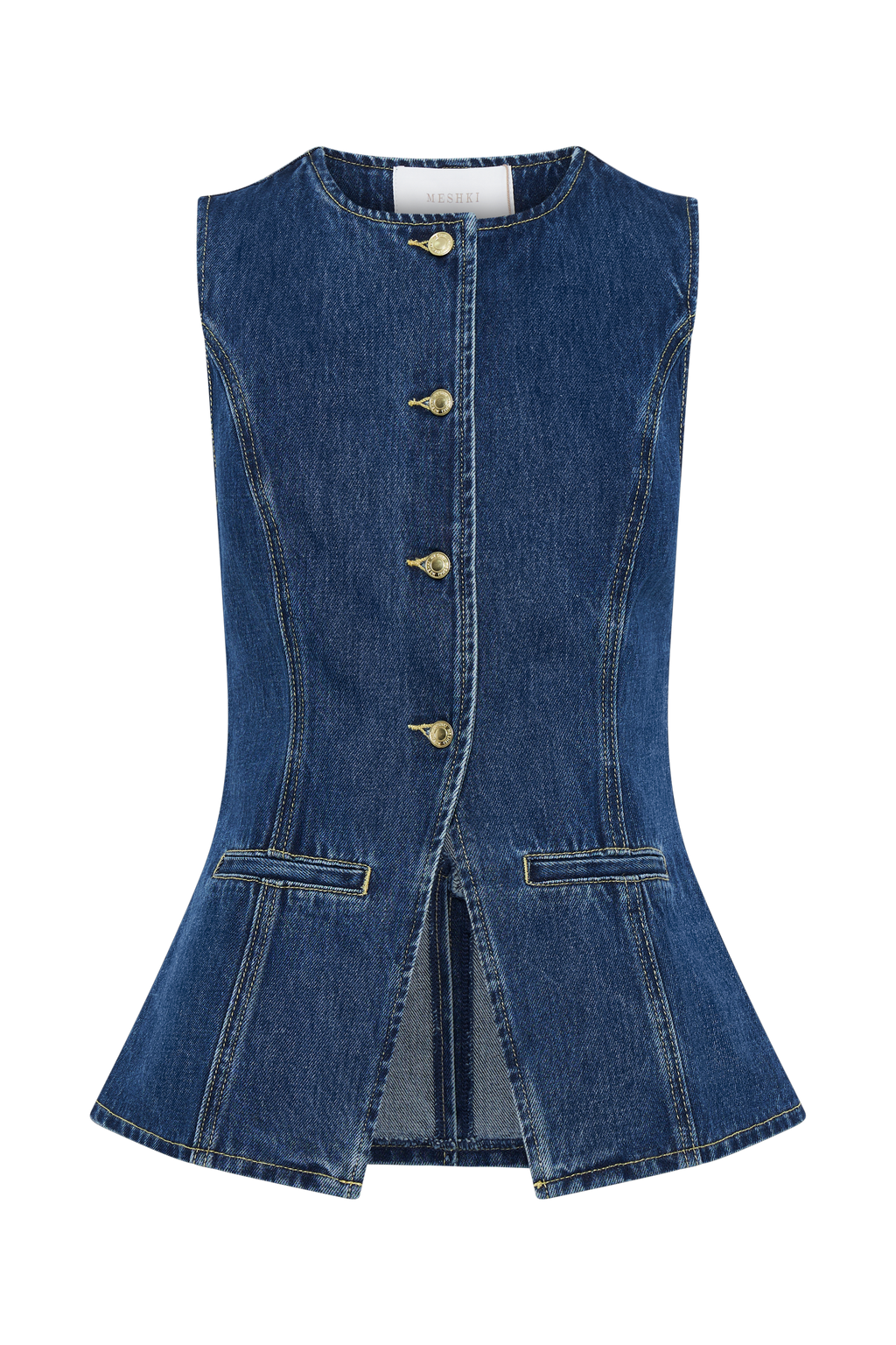 Abel Denim Button Up Top - Dark Blue
